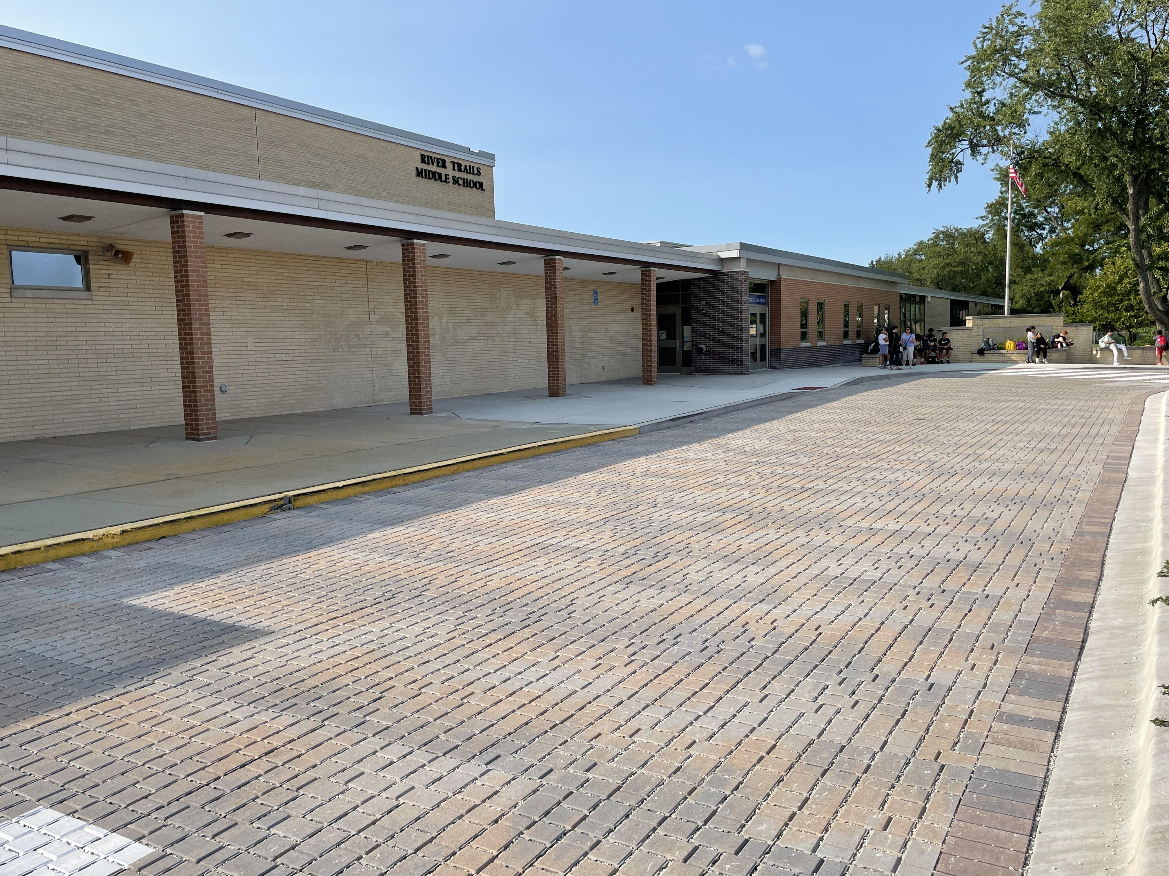 Image of bus driveway in front of River Trails Middle School