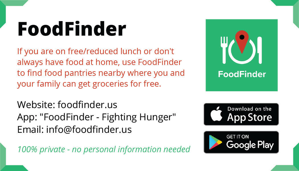 Find Food Pantries in your area with the FoodFinder app!