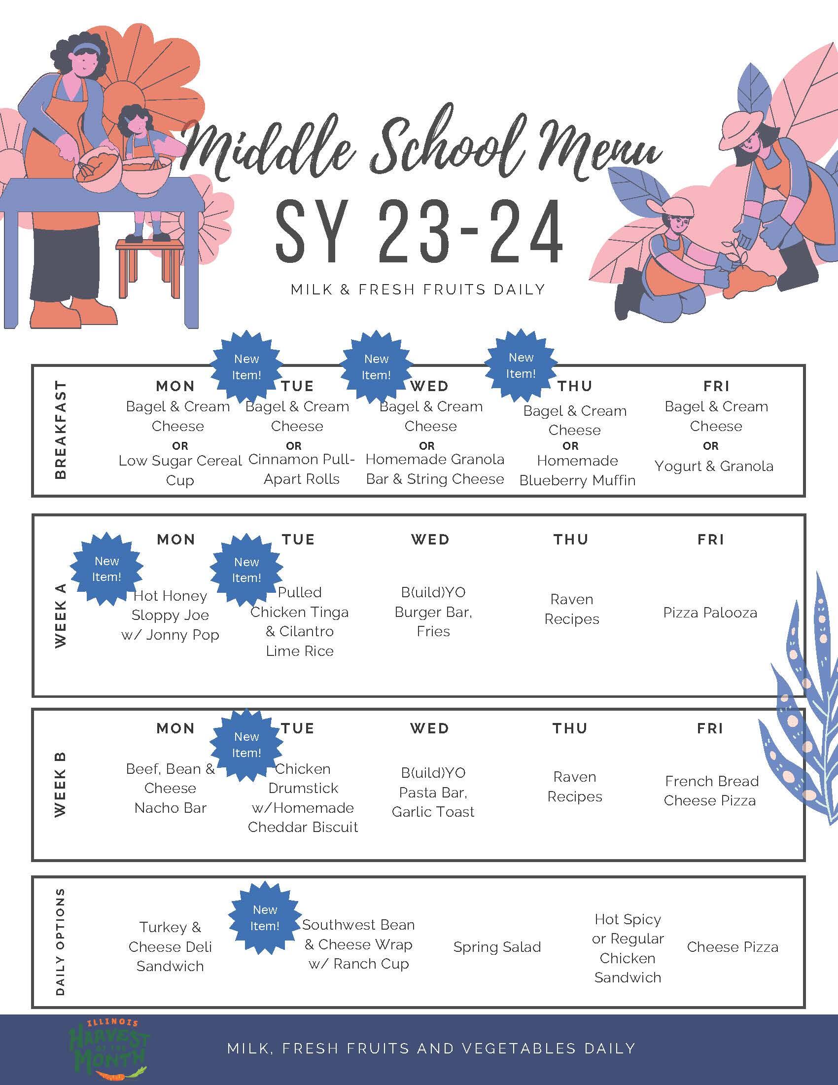 Lunch menu for 2022-2023 school year